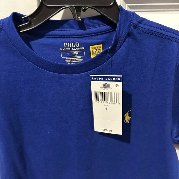 Ralph Lauren Blue Polo Shirt with Yellow Emblem - Picture 2 of 3